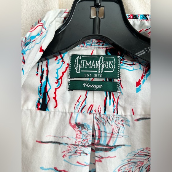 GITMAN BROS. Vintage 3D Hawaiian Print Button-Down Shirt size S - Picture 5 of 8